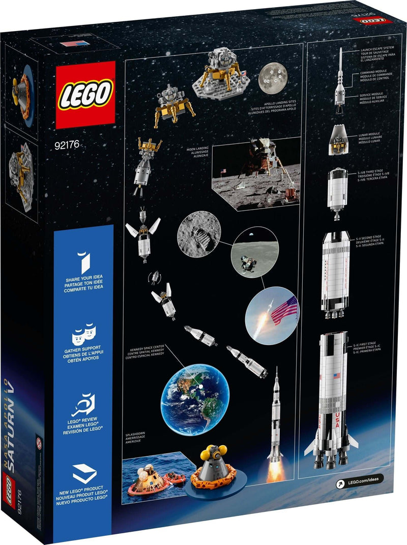 LEGO Ideas 92176 NASA Apollo Saturn V (21309 Reissue) back box art