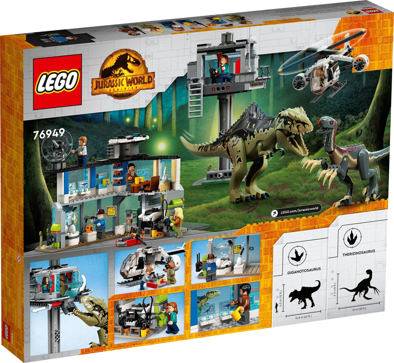 LEGO Jurassic World 76949 Giganotosaurus & Therizinosaurus Attack back box art