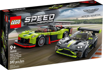 LEGO Speed Champions 76910 Aston Martin Valkyrie AMR Pro and Aston Martin Vantage GT3 front box art