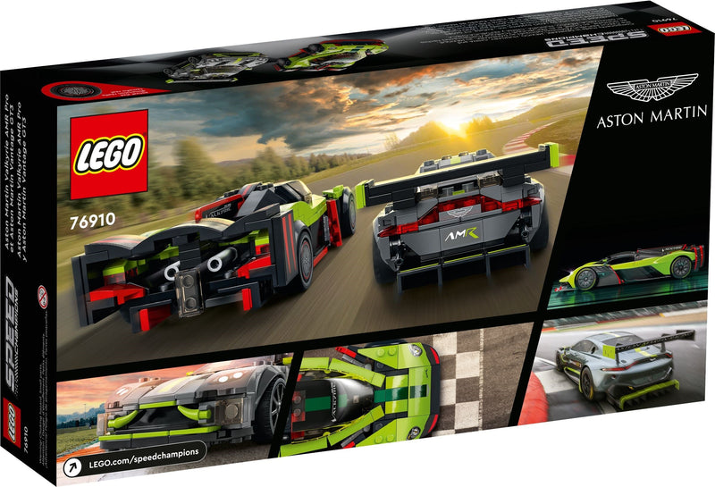 LEGO Speed Champions 76910 Aston Martin Valkyrie AMR Pro and Aston Martin Vantage GT3 back box art