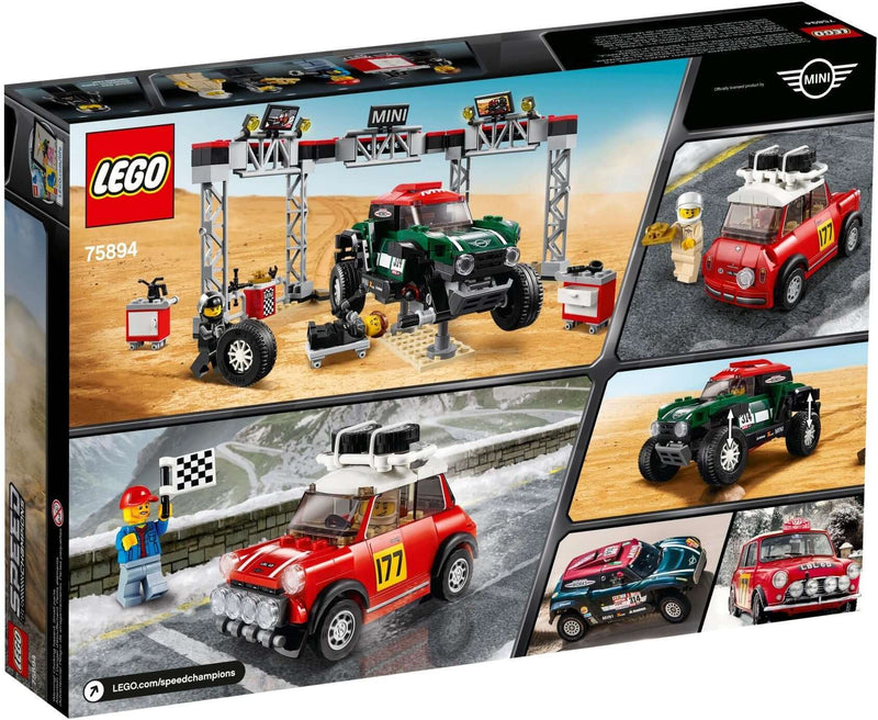 LEGO Speed Champions 75894 1967 Mini Cooper S Rally and 2018 MINI John Cooper Works Buggy back box art