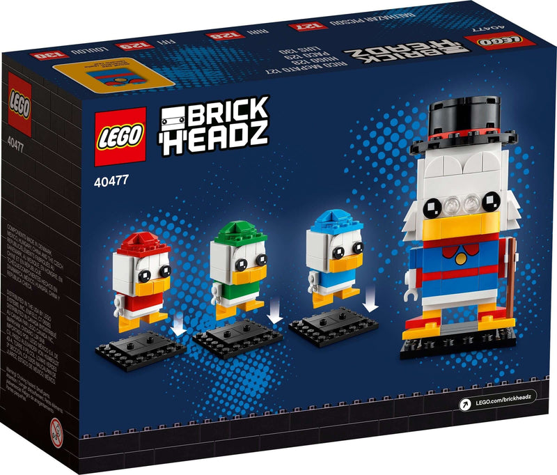 LEGO BrickHeadz 40477 Scrooge McDuck, Huey, Dewey & Louie back box art