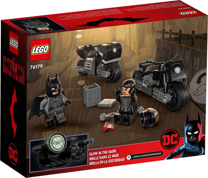 LEGO DC 76179 Batman & Selina Kyle Motorcycle Pursuit back box art