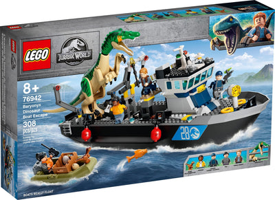 LEGO Jurassic World 76942 Baryonyx Dinosaur Boat Escape front box art